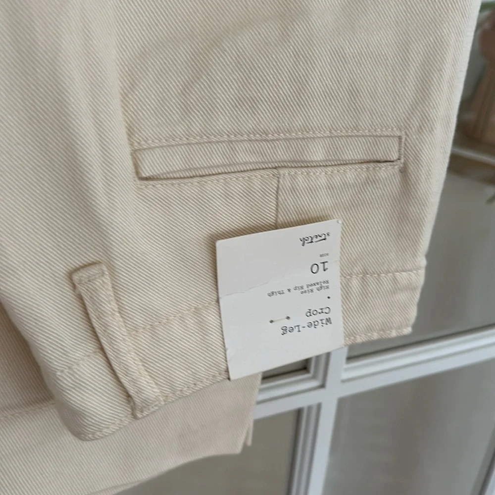 NWT cropped wide leg pants size 10 in cream - Picture 2 of 6